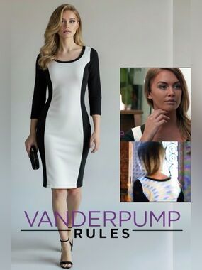 Lala Kent Black & White Long Sleeve Silhouette Dress Vanderpump Rules Size XS